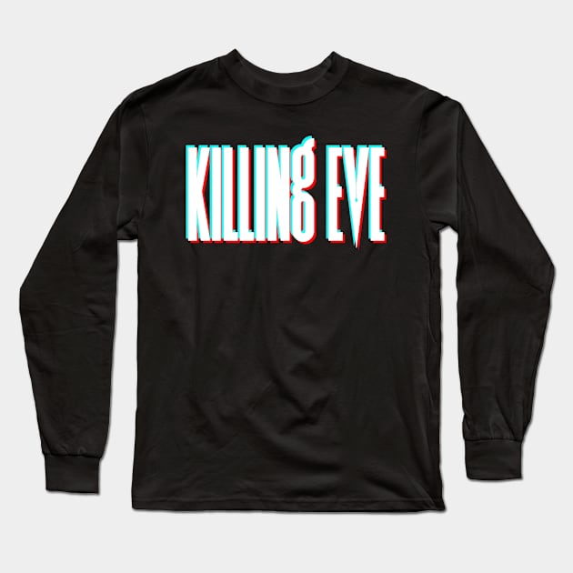 Killing Eve Retro Blur Logo - White Long Sleeve T-Shirt by VikingElf